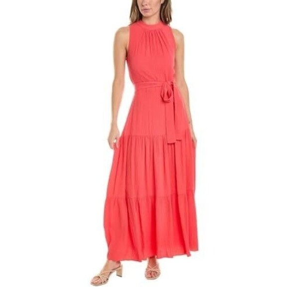 Anne Klein Women's Tie-Neck Tiered Sleeveless Maxi Dress, Red Pear, 16 - Picture 1 of 5